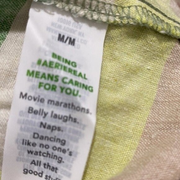 Aerie women cut out mini dress stripped colorful vacation linen y2k fairy boho - Picture 10 of 13